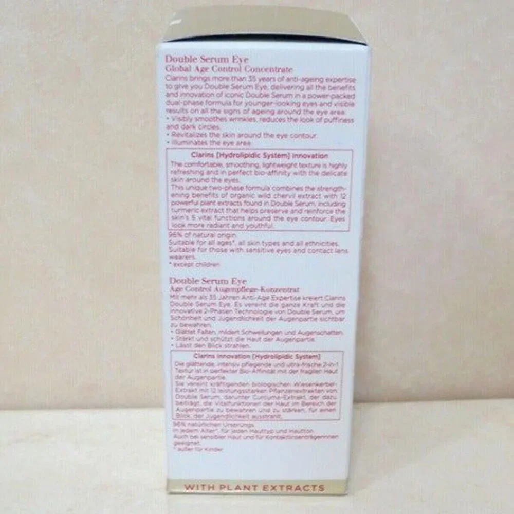 CLARINS DOUBLE SERUM EYE GLOBAL AGE CONTROL CONCENTRATE 0.6OZ BOXED - Picture 3 of 3